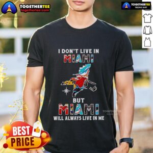 Awesome  I Don't Live In Miami But Miami Will Always Live In Me Sport Teams T-Shirt