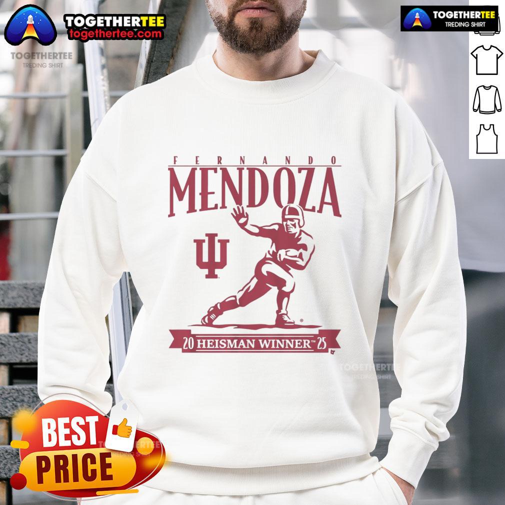 Official Indiana Football Fernando Mendoza Heisman Trophy T-Shirt - Image 5