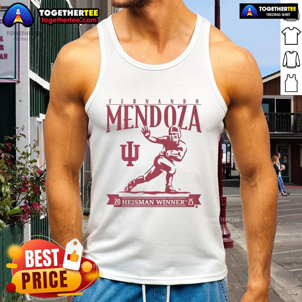 Official Indiana Football Fernando Mendoza Heisman Trophy T-Shirt - Image 4