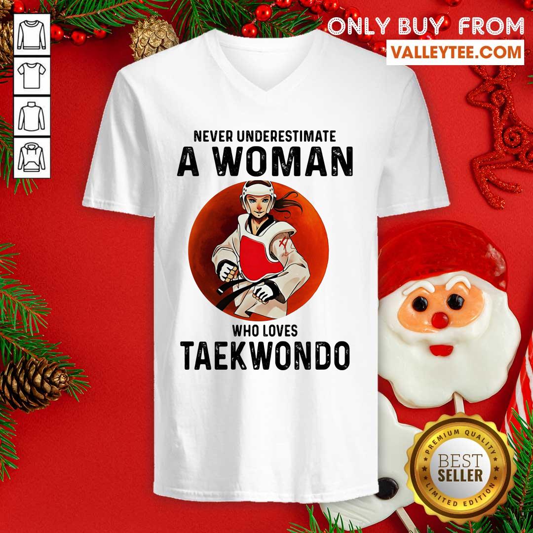 Funny Never Underestimate A Woman Who Loves Taekwondo The Moon Shirt - Image 4