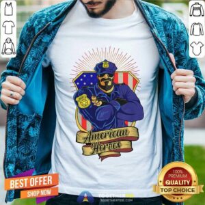 Happy Police Man Ameican Heroes Us Flag Shirt