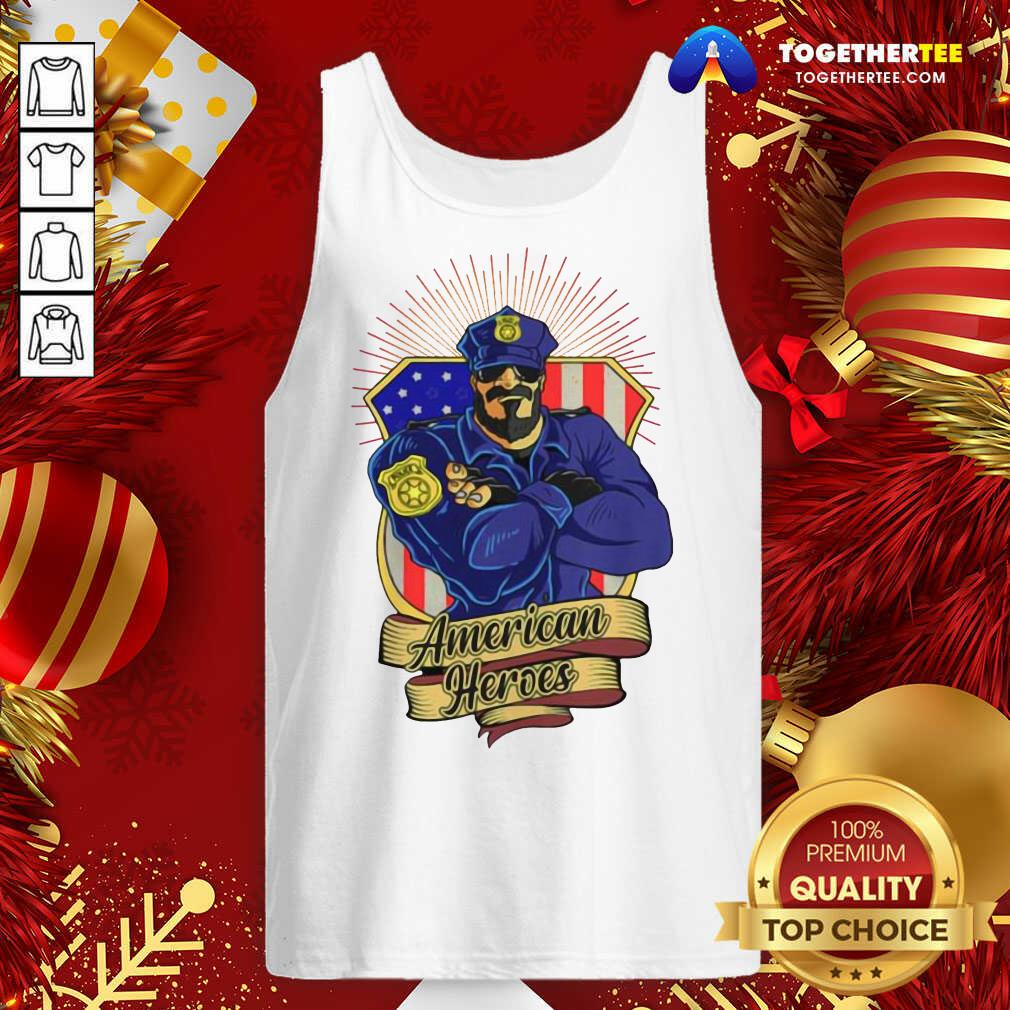 Happy Police Man Ameican Heroes Us Flag Shirt - Image 3