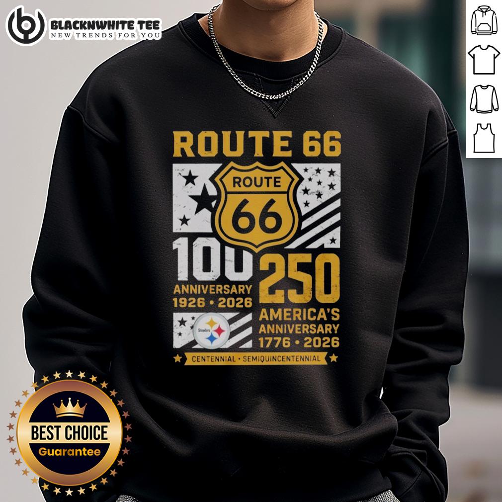Original Pittsburgh Steelers Route 66 Centennial 100th Anniversary 1926 2026 250th America Anniversary T-Shirt - Image 5