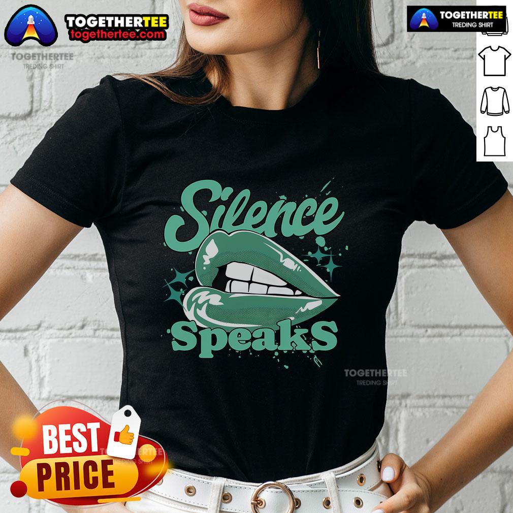 Pretty Silence Speaks Retro Green Glow 1s Matching T-Shirt - Image 3