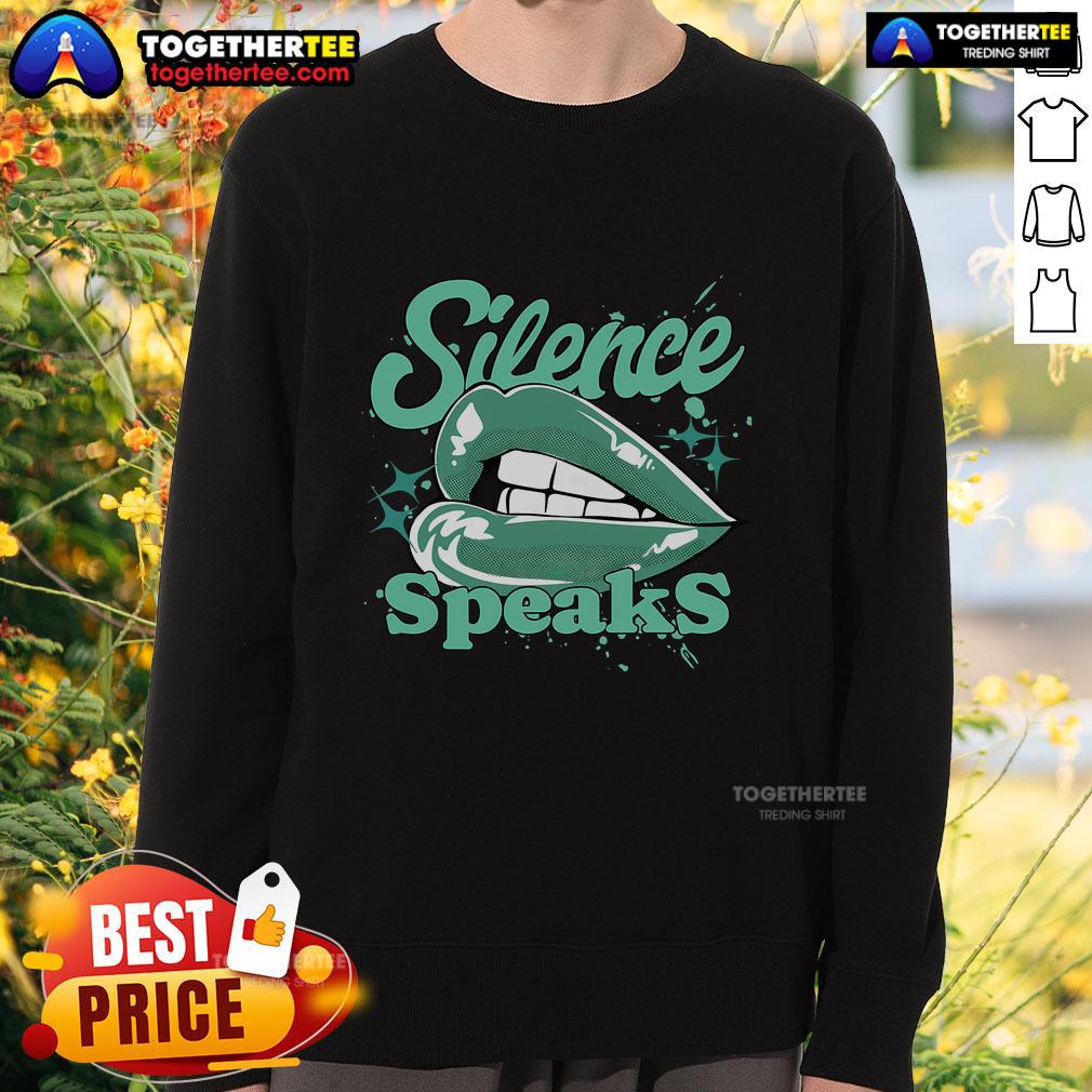 Pretty Silence Speaks Retro Green Glow 1s Matching T-Shirt - Image 5