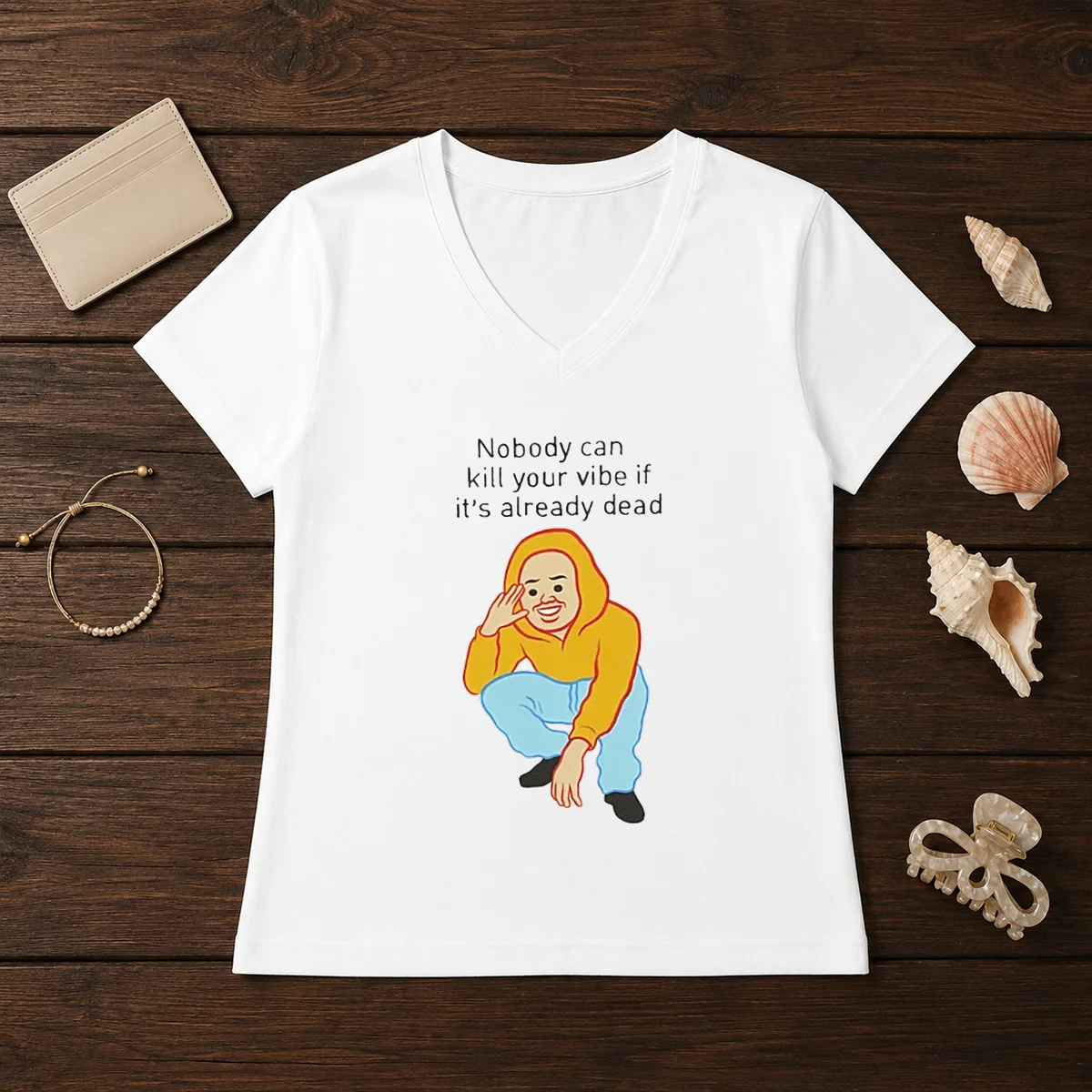 Official Nobody Can Kill Your Vibe If It'S Already Dead Cartoon Man Shirt - Image 2