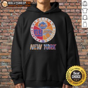 Alternative view of Awesome New York Knicks New York Mets New York Giants Mashup Logo T-Shirt