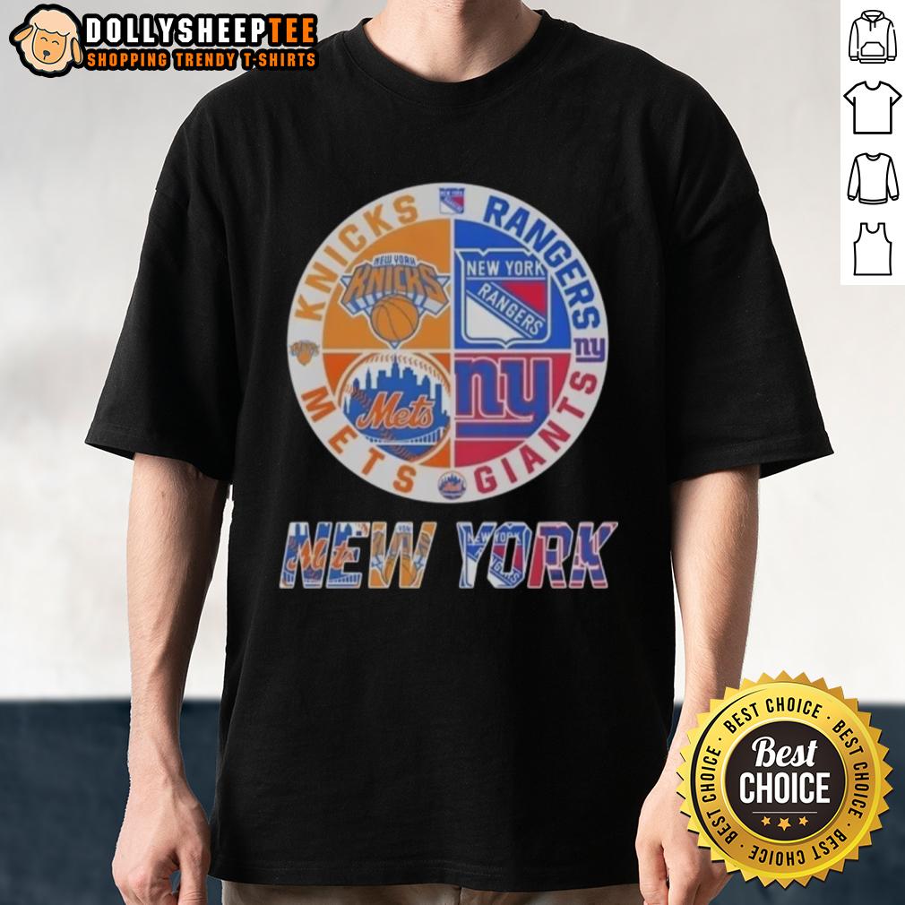 Awesome New York Knicks New York Mets New York Giants New York Rangers Mashup Logo T-Shirt