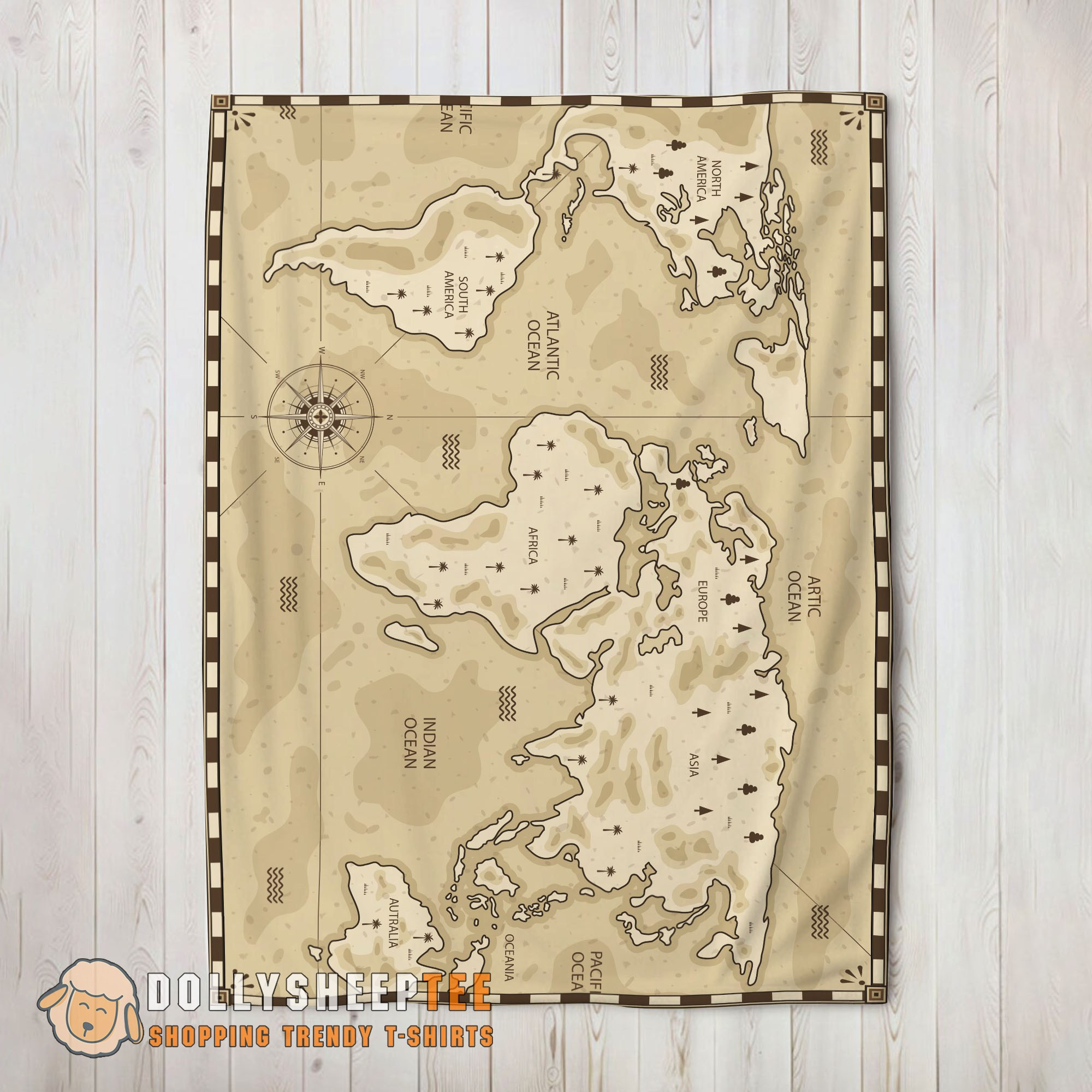 Perfect Happy Vintage Pirate World Map Sepia Nautical Adventure Blanket Fleece Blanket