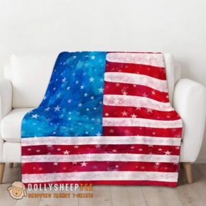 Alternative view of Perfect Happy Watercolor American Flag Distressed USA Patriotic Blanket Fleece Blanket