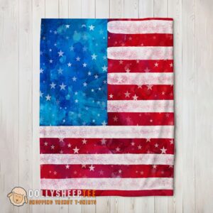 Perfect Happy Watercolor American Flag Distressed USA Patriotic Blanket Fleece Blanket