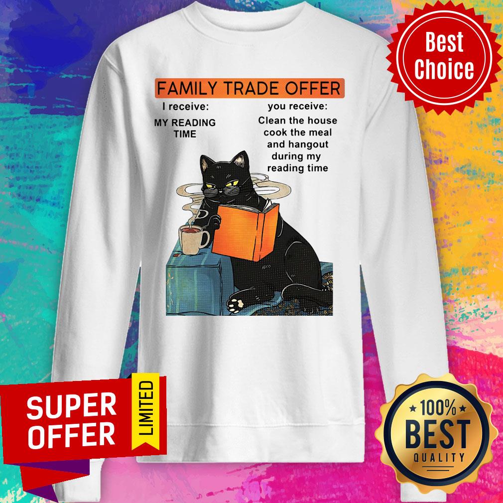 Family Trade Offer Black Cat Read Book Shirt - Image 5