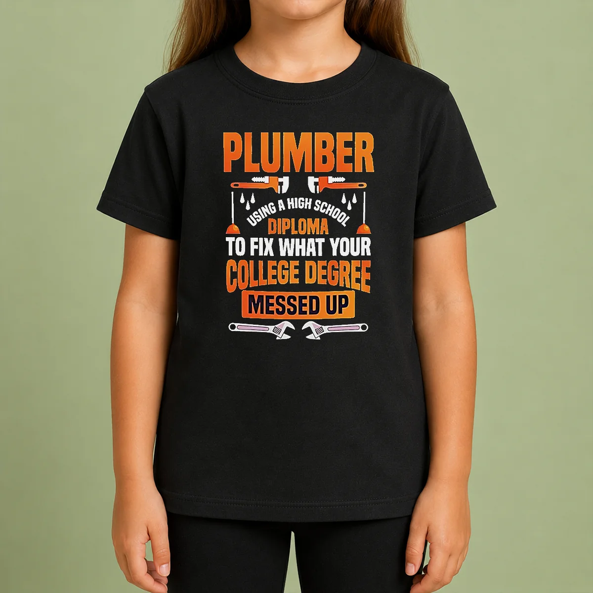 Original Plumber High School Diploma College Degree Messed Up Shirt - Image 9