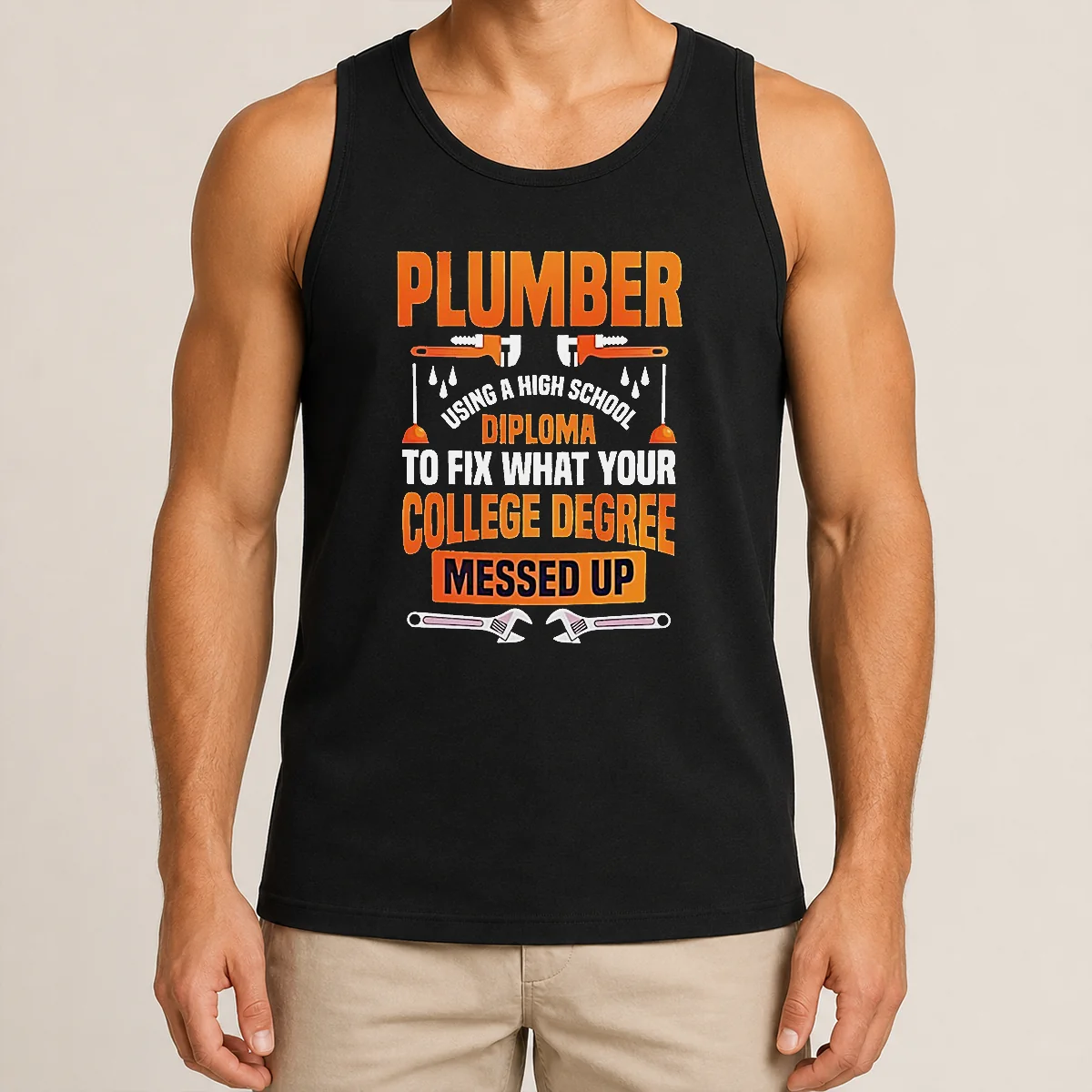 Original Plumber High School Diploma College Degree Messed Up Shirt - Image 3