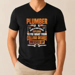 Alternative view of Original Plumber High School Diploma College Degree Messed Up Shirt