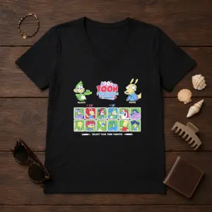 Alternative view of Good Plucky Rocko Darkwing Duck Ren Stimpy Doug Tommy Pickles Pinky The Tick Bart Goku 90s Toon Throwdown Select Your Toon Fighter Shirt