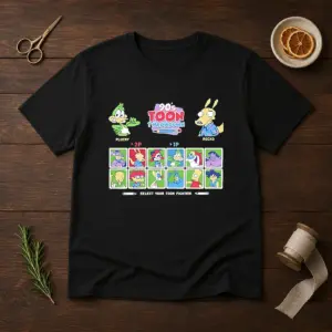 Good Plucky Rocko Darkwing Duck Ren Stimpy Doug Tommy Pickles Pinky The Tick Bart Goku 90s Toon Throwdown Select Your Toon Fighter Shirt