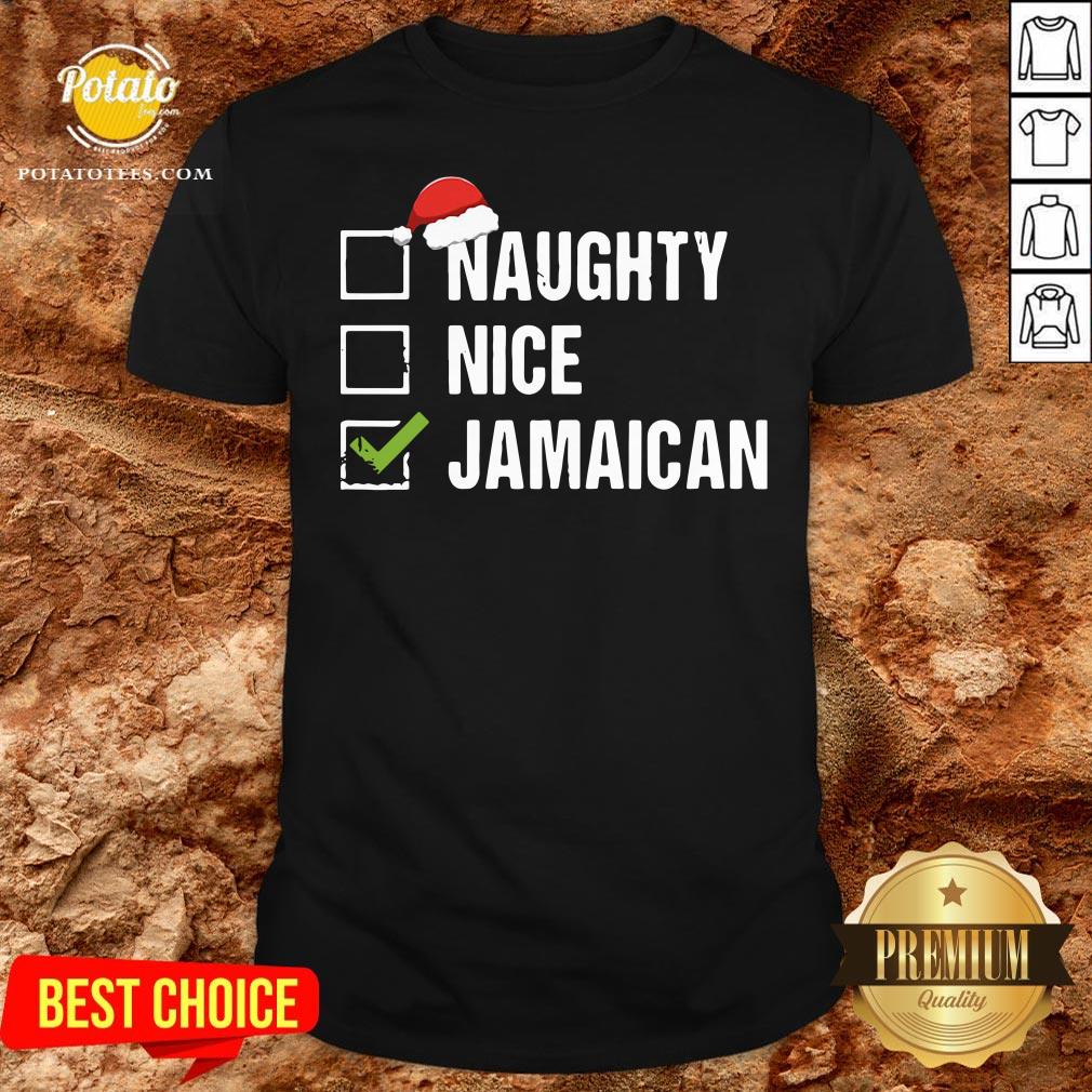 Love Naughty Nice Jamaican Santa Hat Christmas Shirt