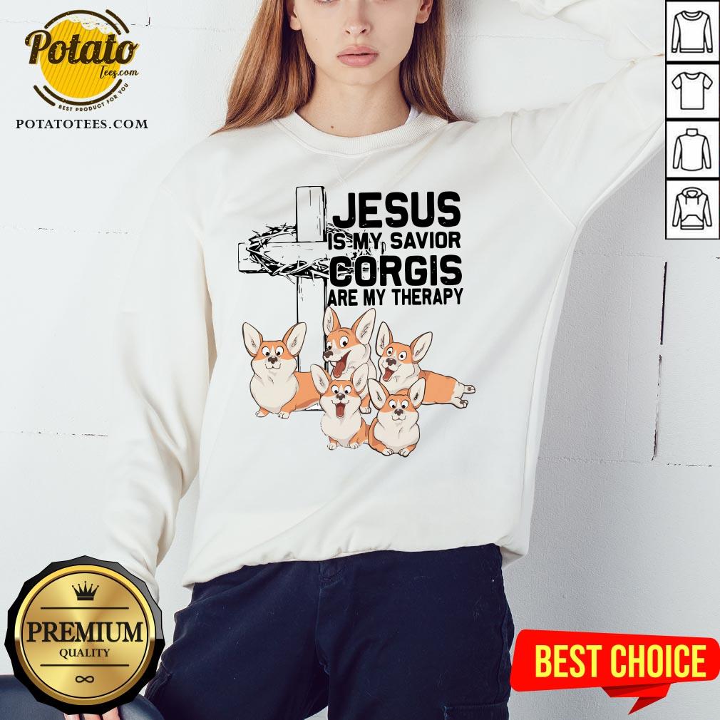 Beautiful Jesus Is My Savior Corgis Are Therapy Shirt - Image 4