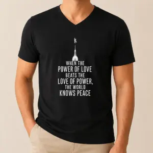 Alternative view of Pretty Awesome When The Power Of Love Beats The Love Of Power The World Knows Peace Shirt