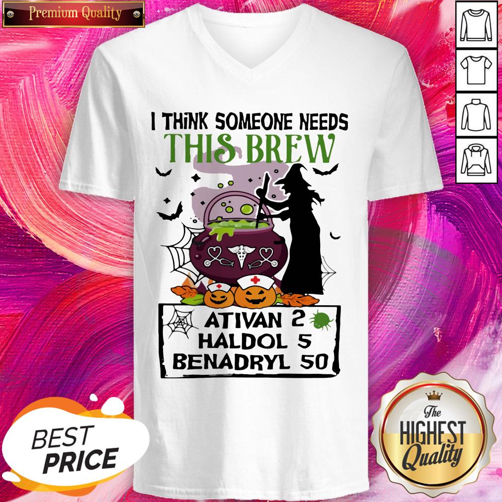 Halloween Nurse I Think Someone Needs This Brew Ativan 2 Haldol 5 Benadryl 50 Shirt - Image 2