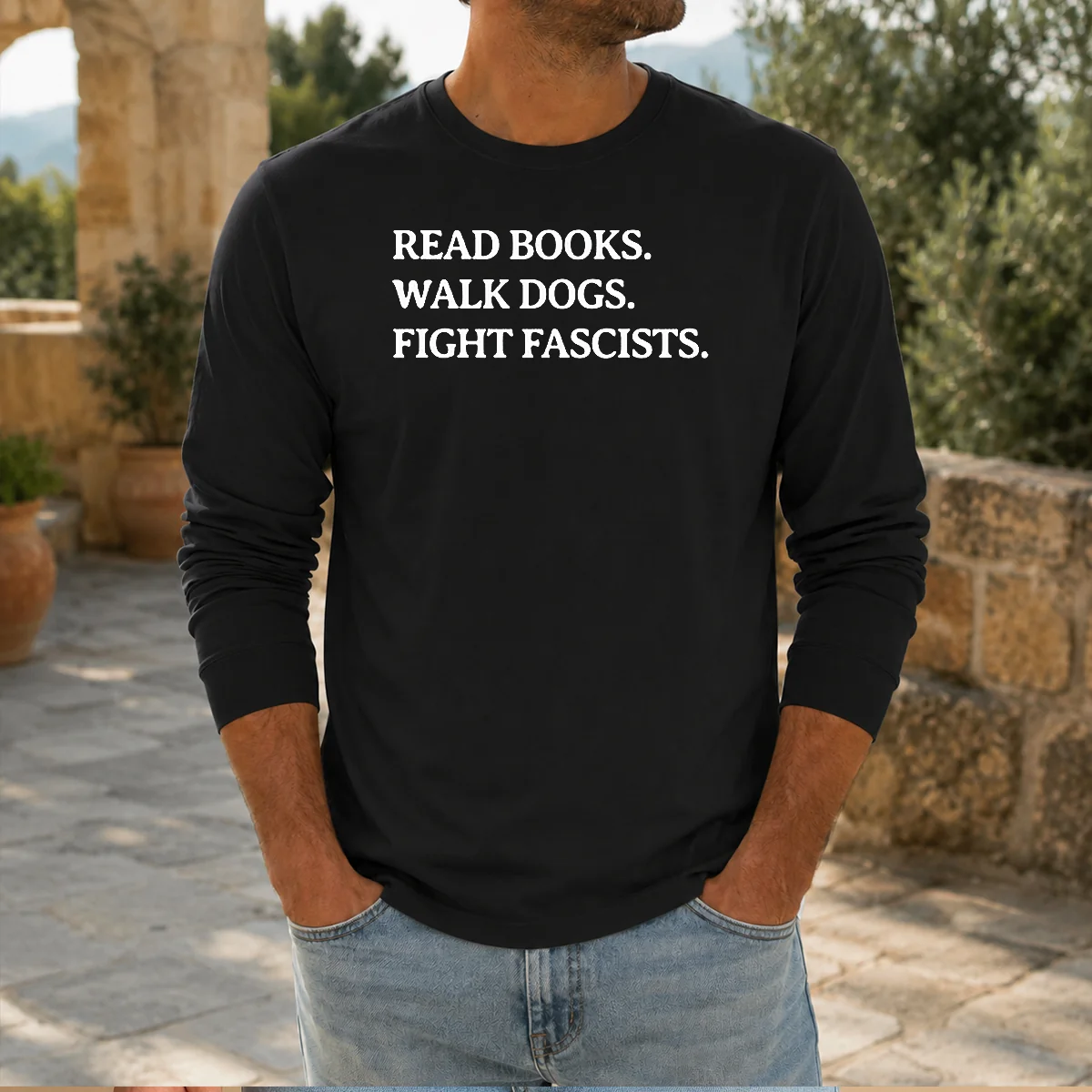 Original Read Books Walk Dogs Fight Fascists Shirt - Image 5