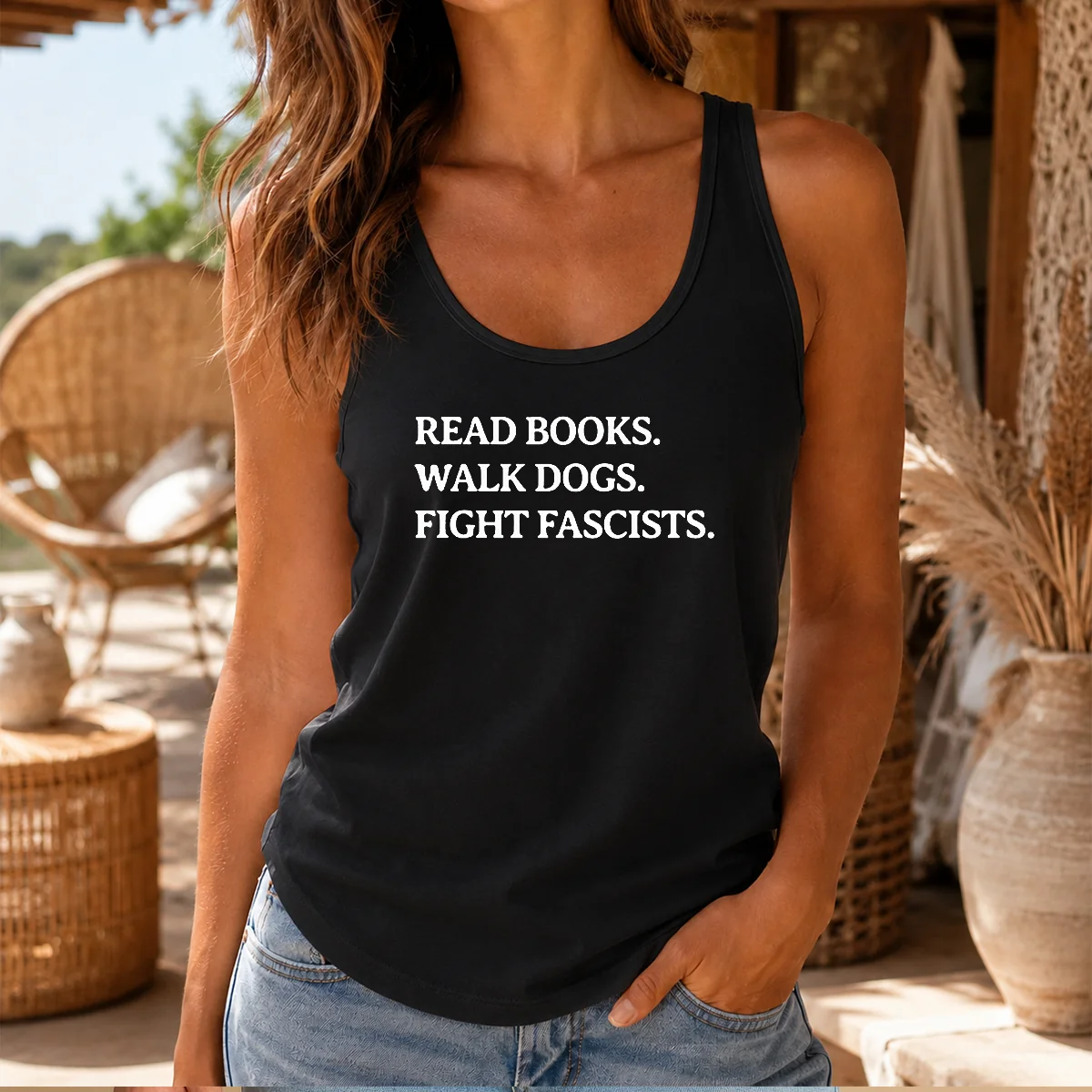 Original Read Books Walk Dogs Fight Fascists Shirt - Image 3