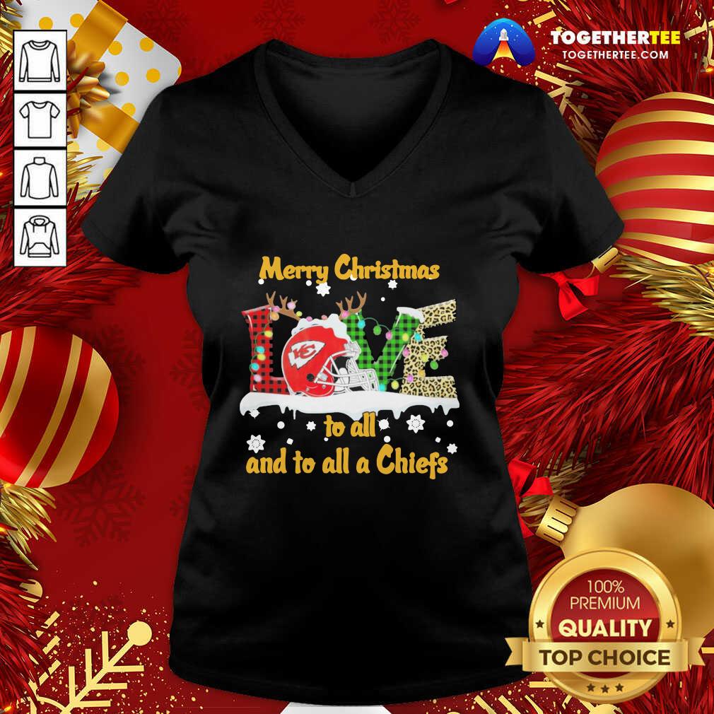 Happy Love Merry Christmas To All And To All A Kansas City Chiefs Shirt - Image 2