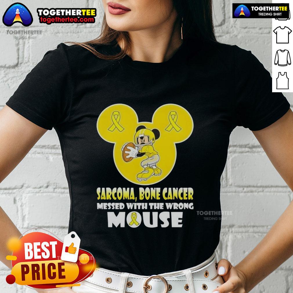 Original Mickey Sarcoma Bone Cancer Messed With The Wrong Mouse T-Shirt - Image 3