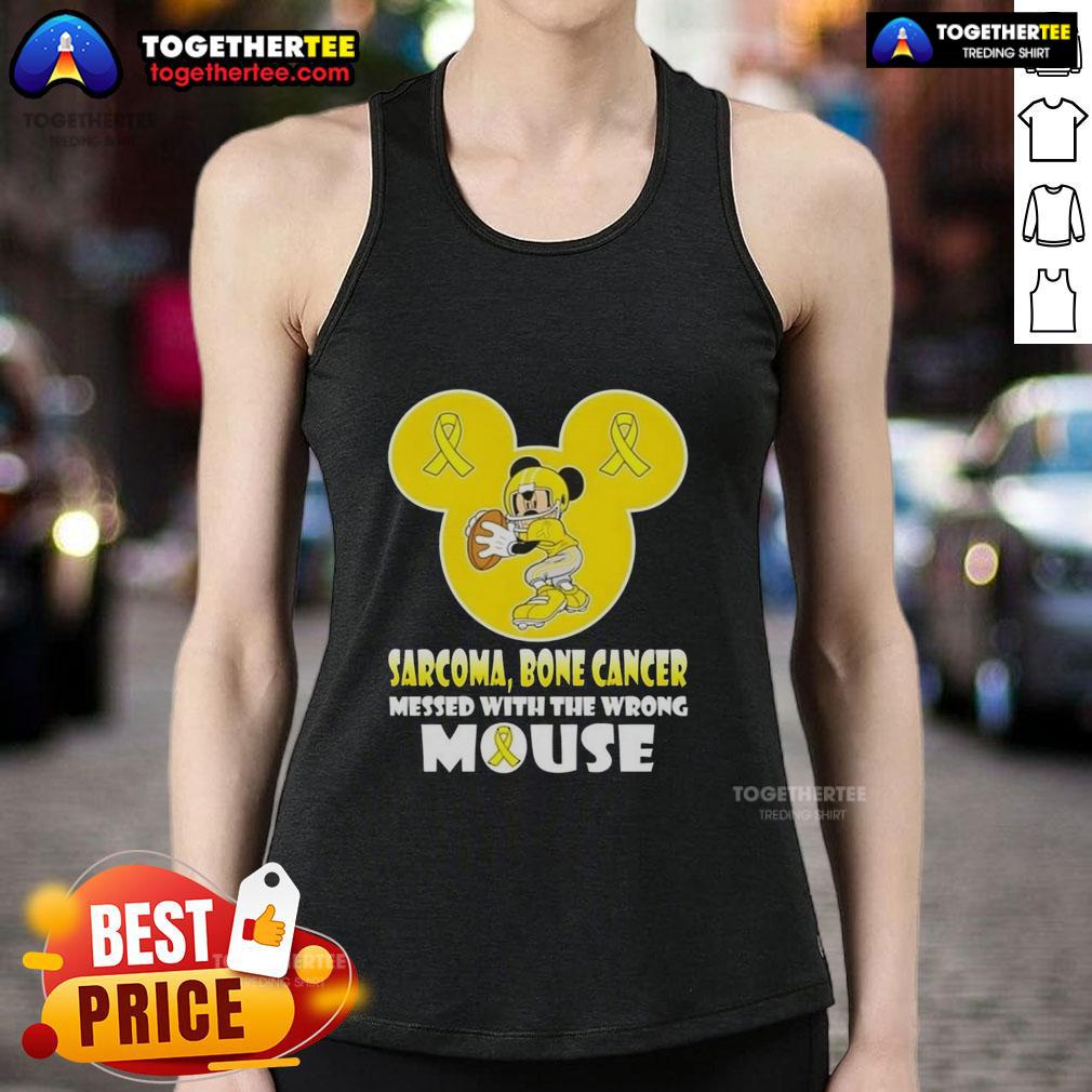 Original Mickey Sarcoma Bone Cancer Messed With The Wrong Mouse T-Shirt - Image 4