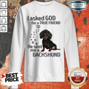 Alternative view of I Asked God For A True Friend So He Sent Me A Dachshund Shirt