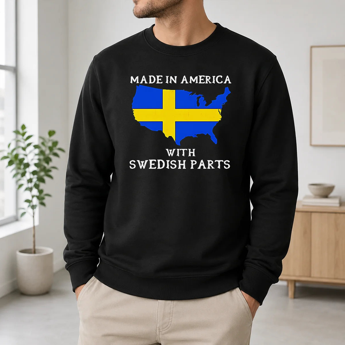 Pretty Official Made In America With Swedish Parts Map Of United States Flag Shirt - Image 6