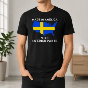 Pretty Official Made In America With Swedish Parts Map Of United States Flag Shirt