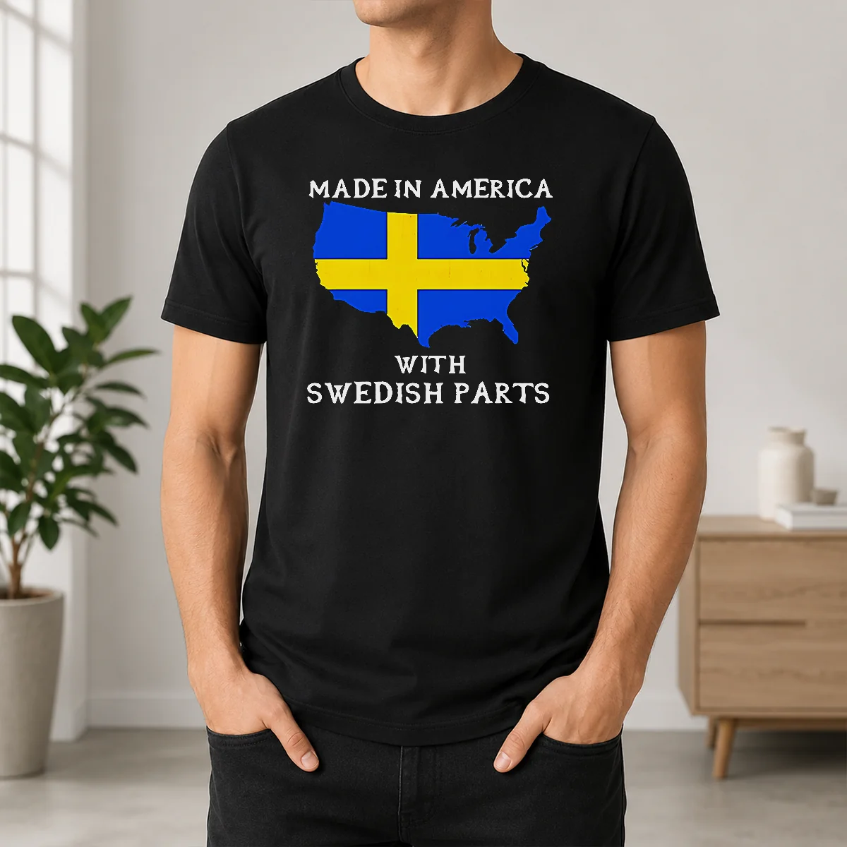 Pretty Official Made In America With Swedish Parts Map Of United States Flag Shirt