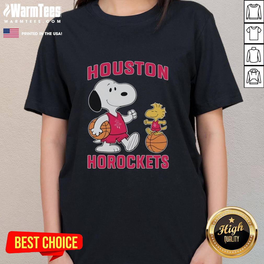 Pretty Snoopy And Woodstock Houston Rockets Basketball T-Shirt - Image 3