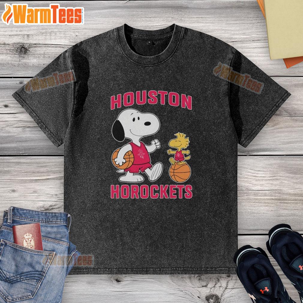 Pretty Snoopy And Woodstock Houston Rockets Basketball T-Shirt - Image 6