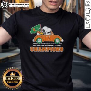 Top 2025 Goodyear Cotton Bowl Classic Champions Snoopy Driving Car Miami Hurricanes Football T-Shirt