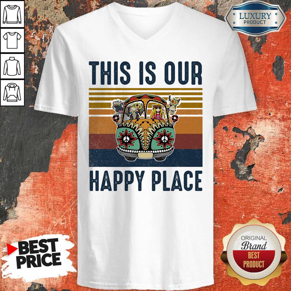 Cute This Is Our Happy Place Hippie Animal Vintage Shirt - Image 3