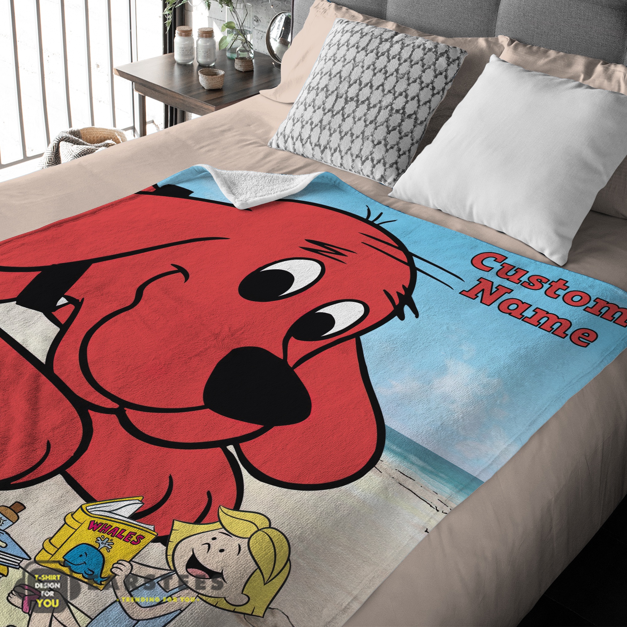 Good Clifford's Puppy Days Emily Elizabeth Beach Blanket Fleece Customized Blanket - Image 2