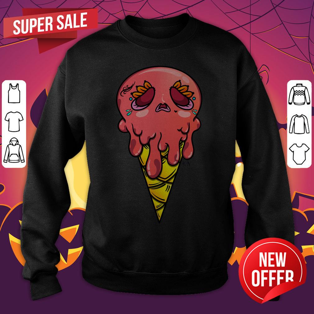 Strawberry Sugar Skull Ice Cream Day Of The Dead Dia De Los Muertos Shirt - Image 4
