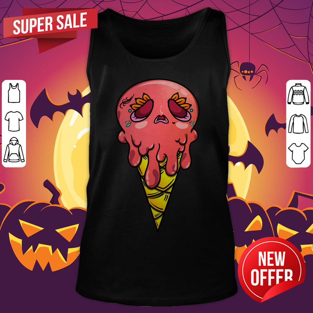Strawberry Sugar Skull Ice Cream Day Of The Dead Dia De Los Muertos Shirt - Image 3