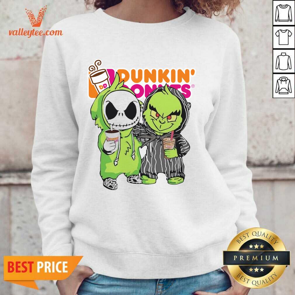 Fantastic Baby Jack Skellington And Grinch Love Dunkin Donuts Shirt - Image 5
