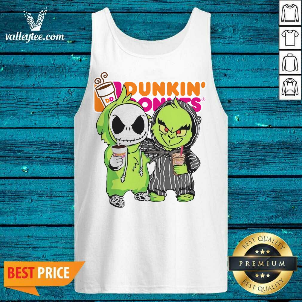 Fantastic Baby Jack Skellington And Grinch Love Dunkin Donuts Shirt - Image 4