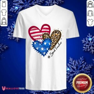 Alternative view of American Flag Leopard Sped ​Teacher Heart Shirt