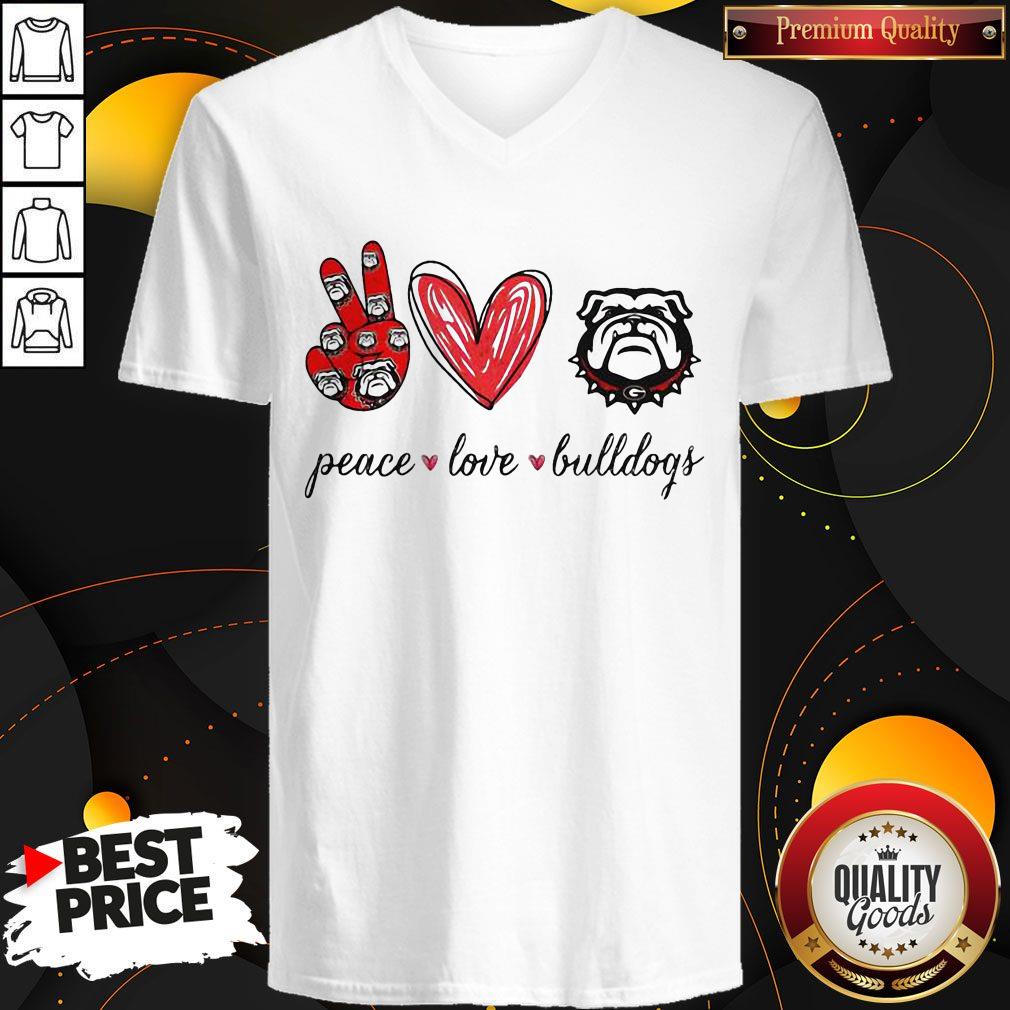 Cute Peace Love Georgia Bulldogs Shirt - Image 2