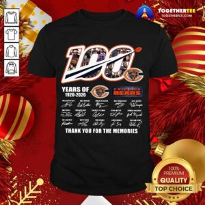 Cute 100 Years Of 1920 2020 Chicago Bears Thank You For The Memories Signatures Shirt