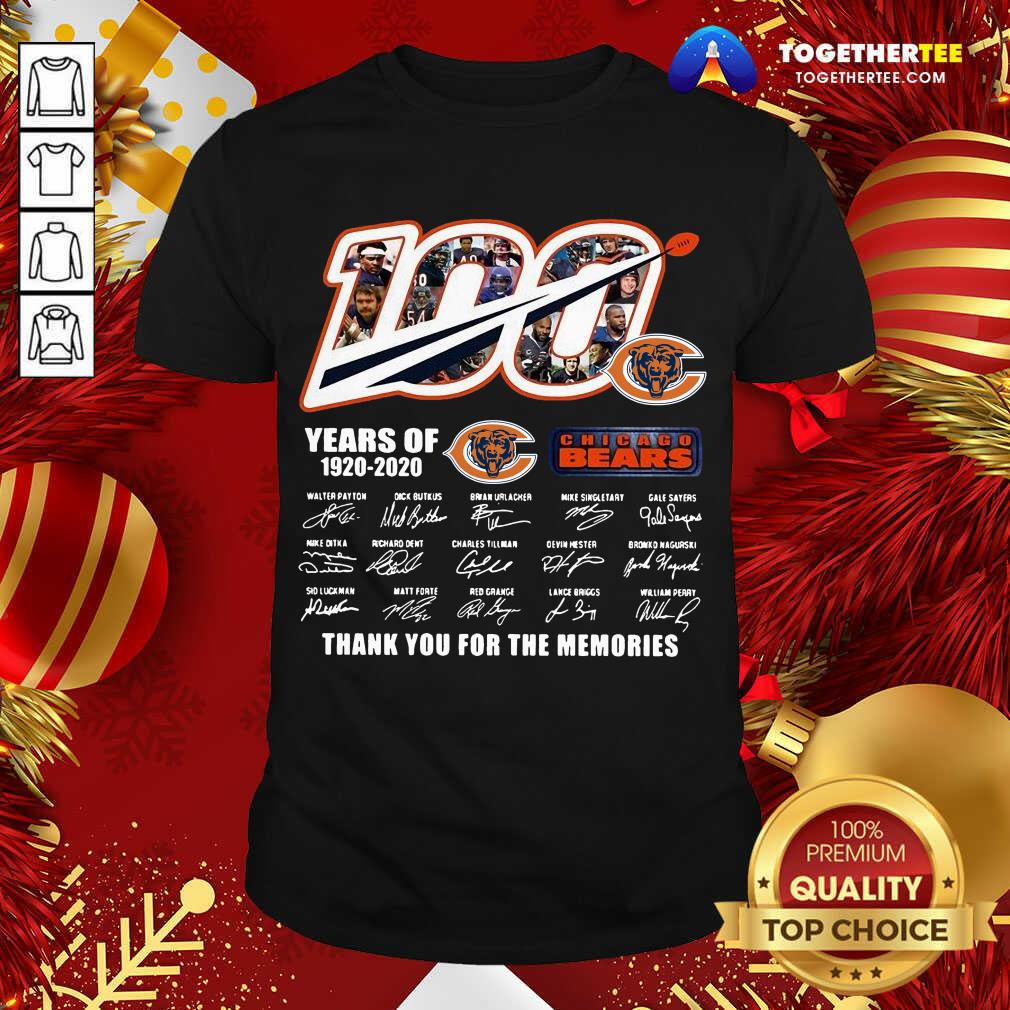 Cute 100 Years Of 1920 2020 Chicago Bears Thank You For The Memories Signatures Shirt