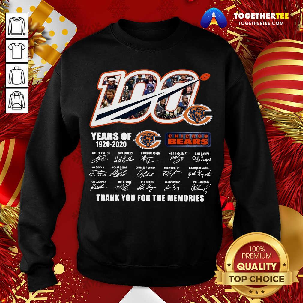 Cute 100 Years Of 1920 2020 Chicago Bears Thank You For The Memories Signatures Shirt - Image 4