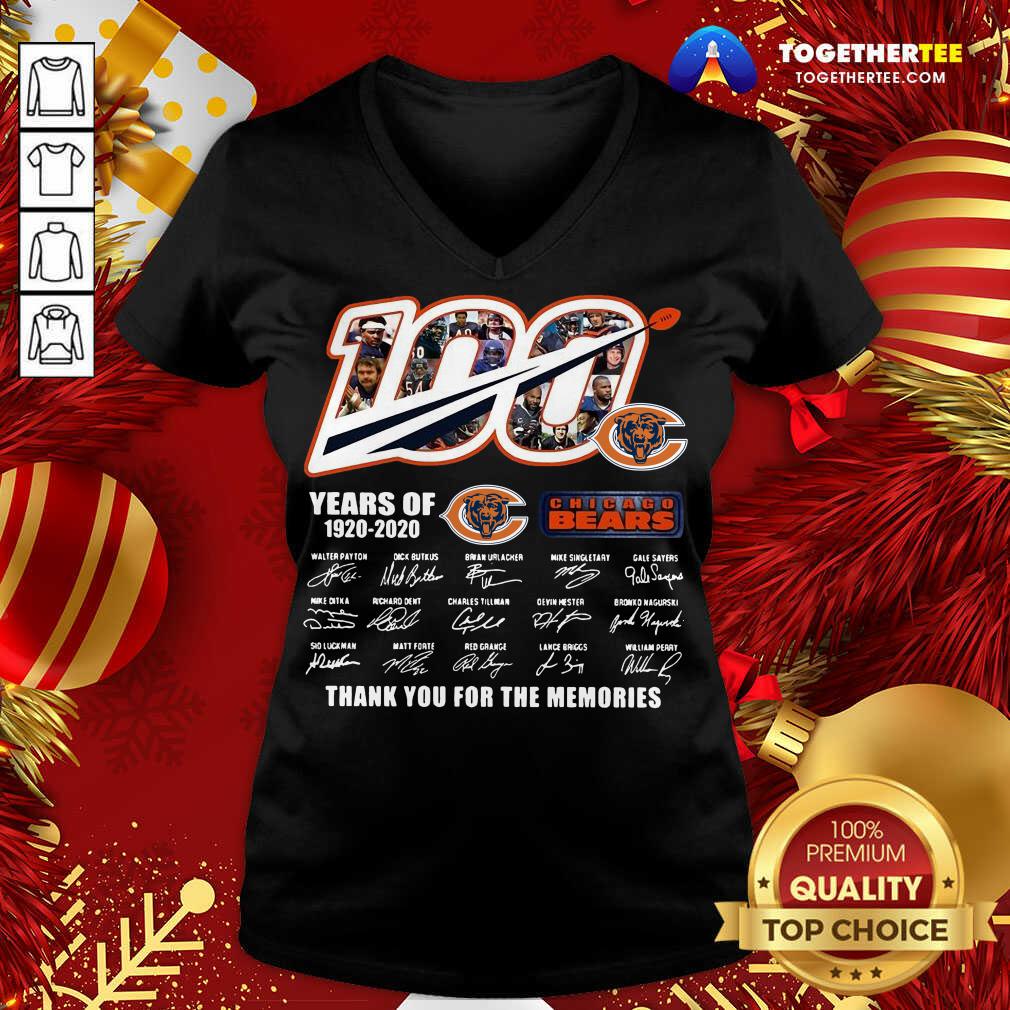 Cute 100 Years Of 1920 2020 Chicago Bears Thank You For The Memories Signatures Shirt - Image 2