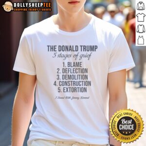 Nice The Donald Trump 5 Stages Of Grief I Stand With Jimmy Kimmel T-Shirt